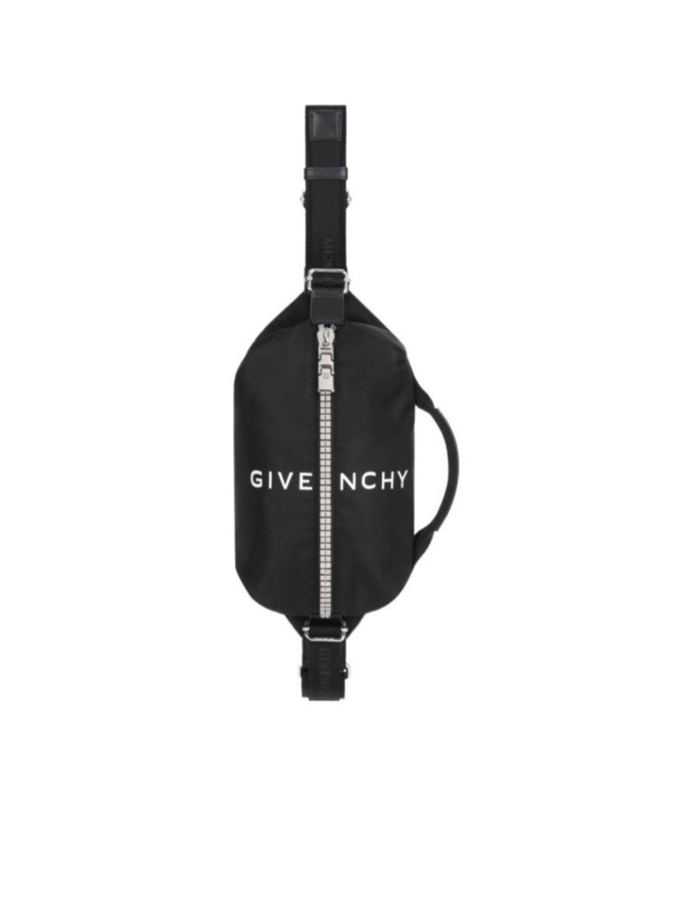 Givenchy Black Nylon Logo Belt Bag with Silver Zip